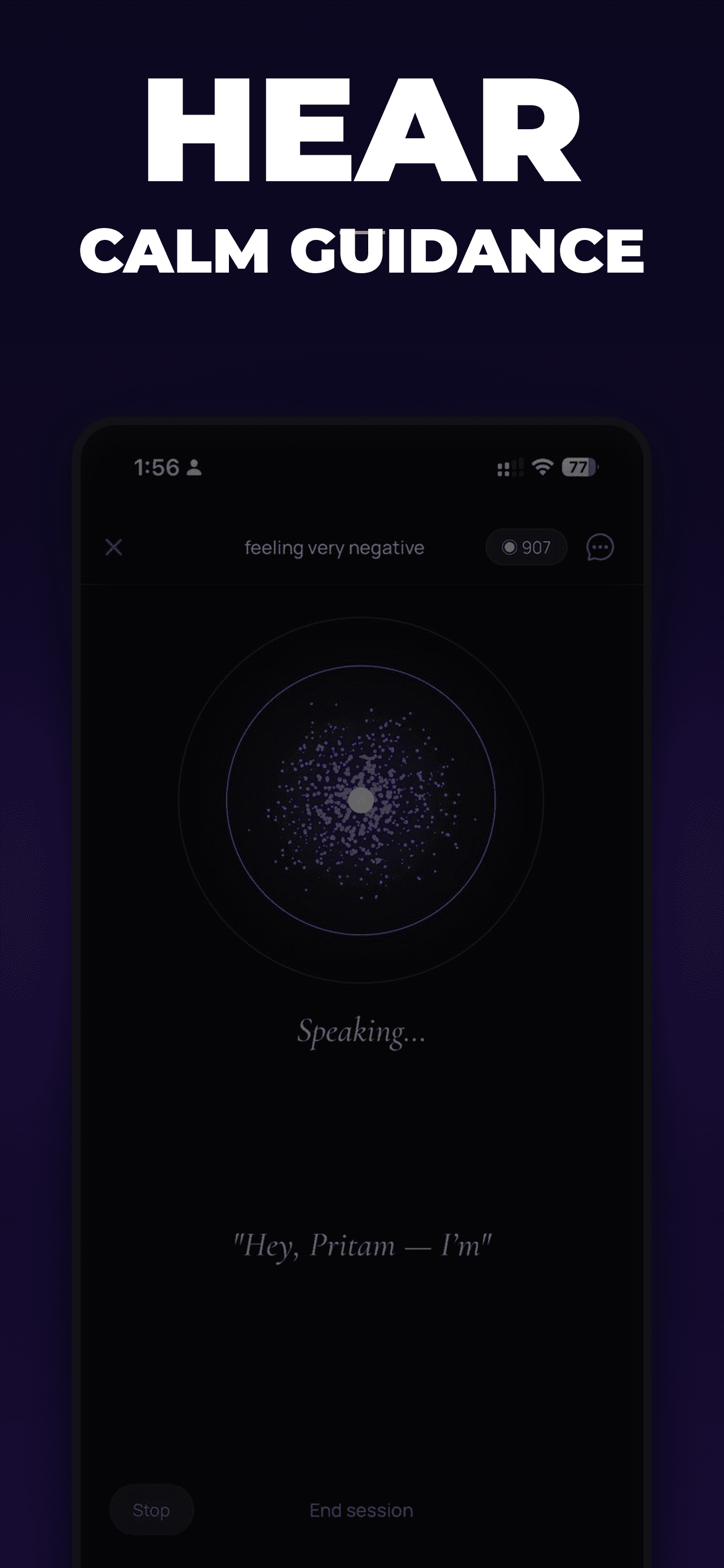 Oravi calm voice guidance screen