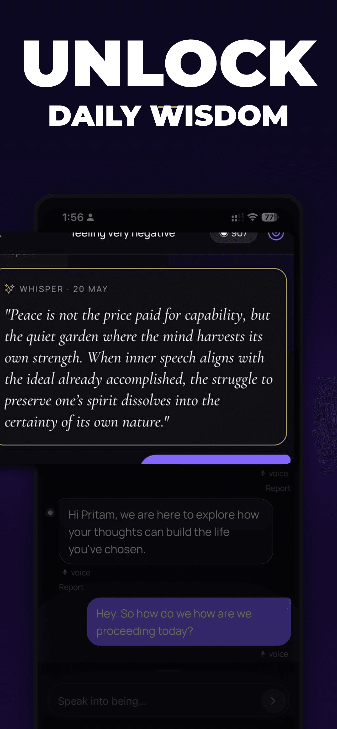 Oravi daily wisdom whisper screen